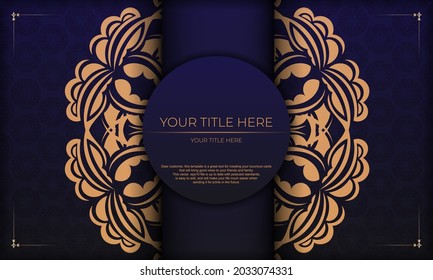 Template for design printable invitation card with luxurious patterns. Purple vector banner with greek luxury ornaments and place for your text.