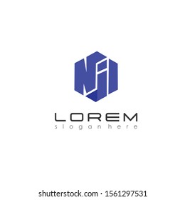 template design for professional logos, logos of the letters N, j, i or l.logo in 3D shape box. Suitable for company logos.