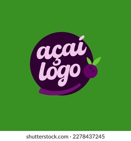 template design for purple açai logo and green background
