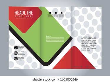 Template design of red trifold brochure with 
