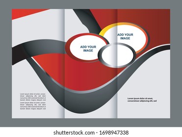 Diseño de plantilla de tríptico rojo con 
