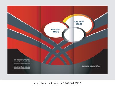 Diseño de plantilla de tríptico rojo con 
