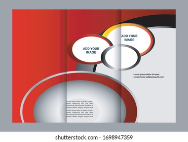 Diseño de plantilla de tríptico rojo con 
