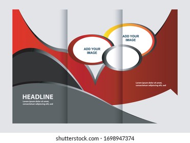 Diseño de plantilla de tríptico rojo con 
