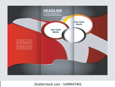 Diseño de plantilla de tríptico rojo con 
