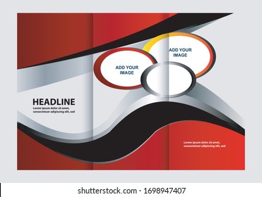 Diseño de plantilla de tríptico rojo con 
