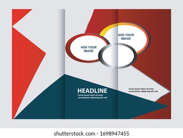 Diseño de plantilla de tríptico rojo con 

