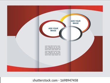 Diseño de plantilla de tríptico rojo con 
