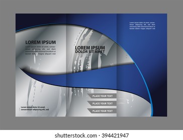 Template design of red trifold brochure with stripes and circles. Editable and light vector with places for photos. Proportionally A4
