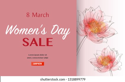 Template design sale banner for happy women's day