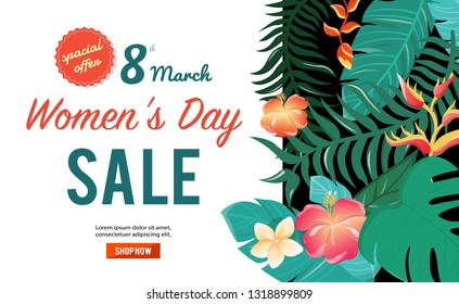 Template design sale banner for happy women's day