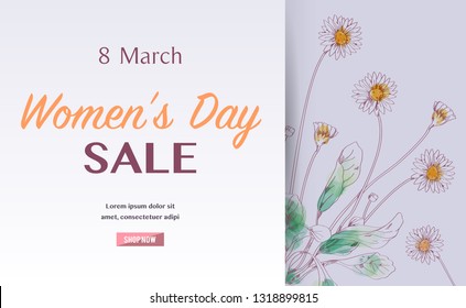 Template design sale banner for happy women's day