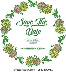 Template design save the date, with colorful flower frame. Vector