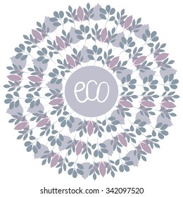 Template for design scrapbooking, greeting cards, wedding invitations. Logo Eco. Vector illustration of leaves.