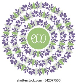 Template for design scrapbooking, greeting cards, wedding invitations. Logo Eco. Vector illustration of leaves.