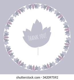 Template for design scrapbooking, greeting cards, wedding invitations. Postcard Thank you. Vector illustration of leaves.