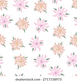 Template design seamless pattern flowers botanical brush style, editable file in eps.10