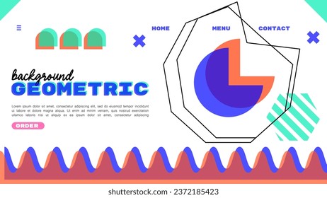 Template design shape geometric composition vibrant color landing page. vector illustration. futuristic and trendy style. 