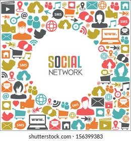 template design with social network icons background