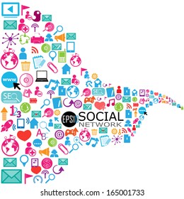 template design with social network icons background 