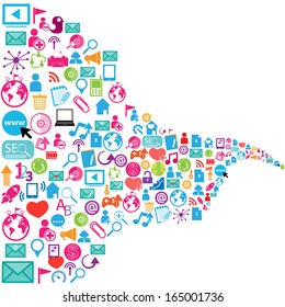 template design with social network icons background 
