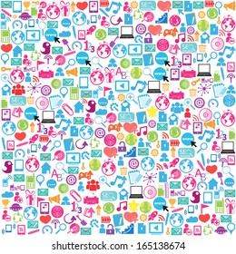template design with social network icons background 