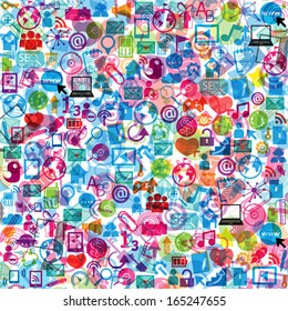 template design with social network icons background 