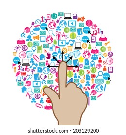 template design with social network icons background 