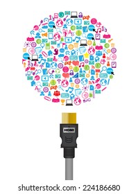 template design with social network icons background ,Circle
