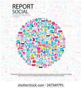 diseño de plantillas con iconos de redes sociales en segundo plano