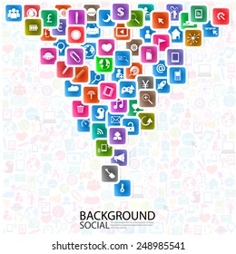Template design with social network icons background