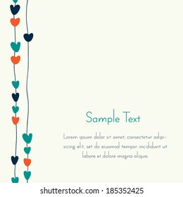 Template design with space for text and stylized hearts on threads