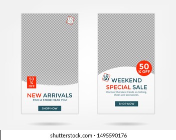 Template design stories for social media, modern template stories for fashion sale, travel and more