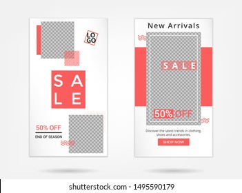 Template design stories for social media, modern template stories for fashion sale, travel and more