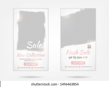 Template design stories for social media, modern template stories for fashion sale, travel and more