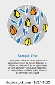 Template design with stylized tulips in a circle