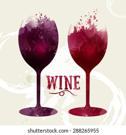 Template design suitable for wine list, wine tasting invitation or party. Artistic design background with stains. Vector
