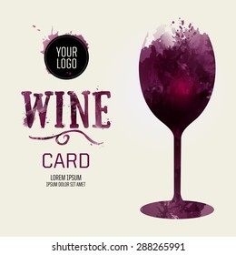 Template design suitable for wine list, wine tasting invitation or party. Artistic design background with stains. Vector
