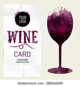 Template design suitable for wine list, wine tasting invitation or party. Artistic design background with stains. Vector
