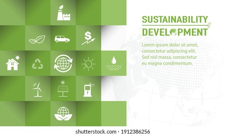 Template design for Sustainability development and Global Green Industries Business concept, Vector illustration - Shutterstock ID 1912386256