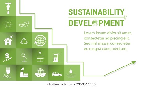 Template design for Sustainability development and Global Green Industries Business concept, Vector illustration