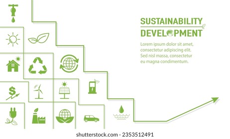 Template design for Sustainability development and Global Green Industries Business concept, Vector illustration