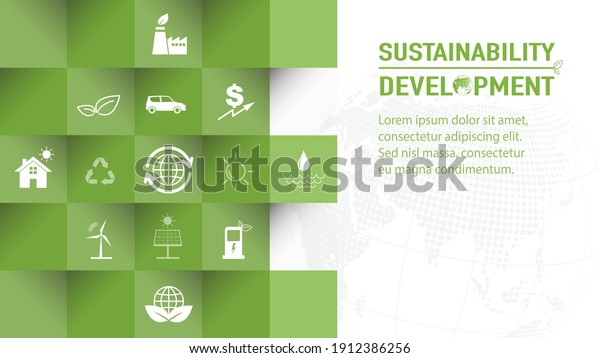 Template design for\
Sustainability development and Global Green Industries Business\
concept, Vector\
illustration