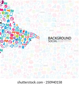 Template design thinking idea with social network icons background