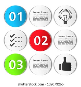 Template of design with three numbers and icons, vector eps10 illustration