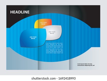 Diseño de plantilla de tríptico. Editable y vector de luz con lugares para las fotos. Proporcionalmente A4
