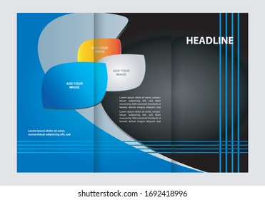 Diseño de plantilla de tríptico. Editable y vector de luz con lugares para las fotos. Proporcionalmente A4
