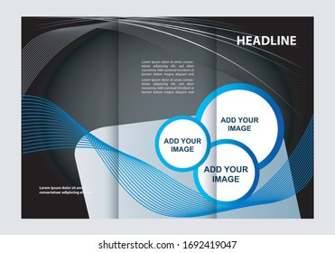 Diseño de plantilla de tríptico. Editable y vector de luz con lugares para las fotos. Proporcionalmente A4
