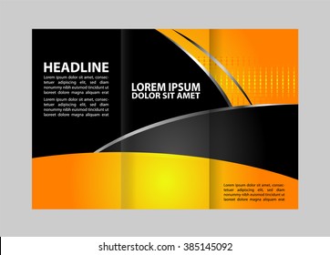 Template design trifold brochure with polygons. Editable and light vector with places for photos. Proportionally A4 