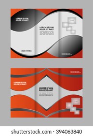 Template design of trifold brochure with polygons. Editable and light vector with places for photos. Proportionally A4
